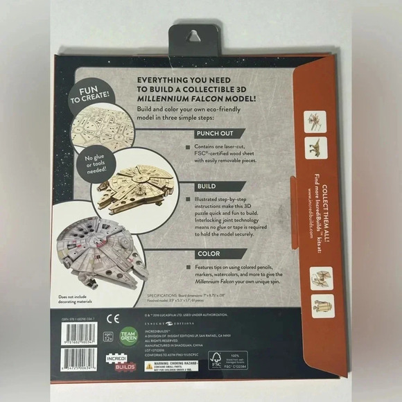 Star Wars - Millennium Falcon - Collectible 3D Wood Model - BNIB 💫 - Picture 3 of 9